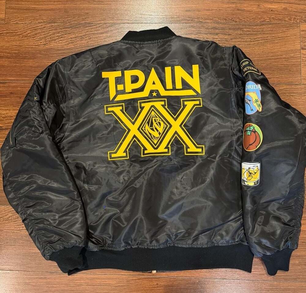 🔥 T-Pain TP20 20 Years of Pain MA-1 Flight Jacket XL NWT Concert Exclusive Rare